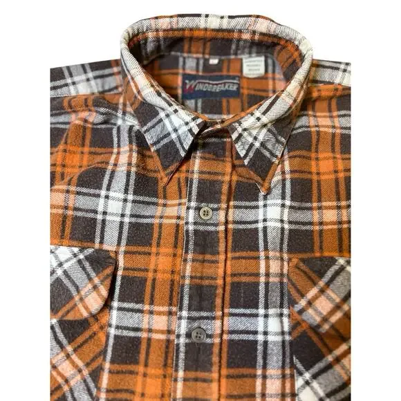 VTG Windbreaker Brand Plaid Flannel L/S Button Up Shirt Grunge Size Large - Picture 8 of 10